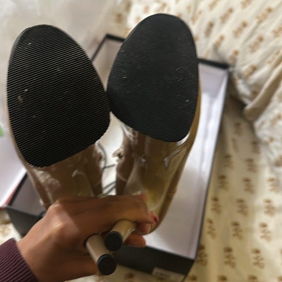 Pleaser: Nude patent leather calf height boot - Picture 3 of 10